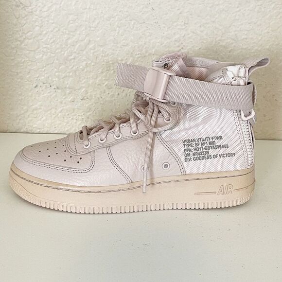 Nike Air Force AF1 pale pink hightop military sneaker shoes size 4.5Y - Picture 5 of 17